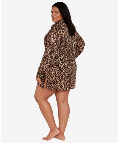 Plus Size Cotton Leopard-Print Camp Shirt Cover-Up Leopard $47.85 Swimsuits