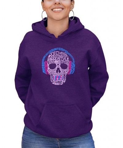 Women's Hooded Word Art Styles of EDM Music Sweatshirt Top Purple $31.19 Sweatshirts