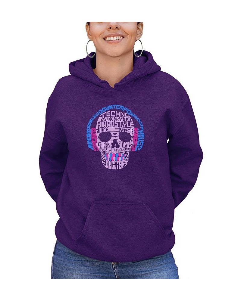 Women's Hooded Word Art Styles of EDM Music Sweatshirt Top Purple $31.19 Sweatshirts