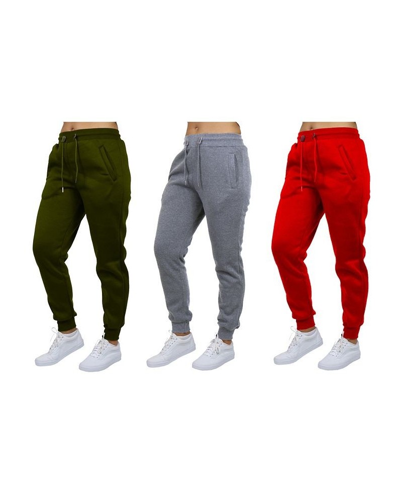 Women's Loose-Fit Fleece Jogger Sweatpants-3 Pack Olive-Heather Grey-Red $38.50 Pants