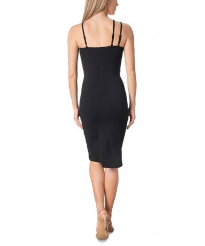 Women's Strappy-Neck Sleeveless Midi Dress Black $33.64 Dresses