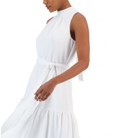 Women's Halterneck Tiered Maxi Dress Bright White $68.54 Dresses