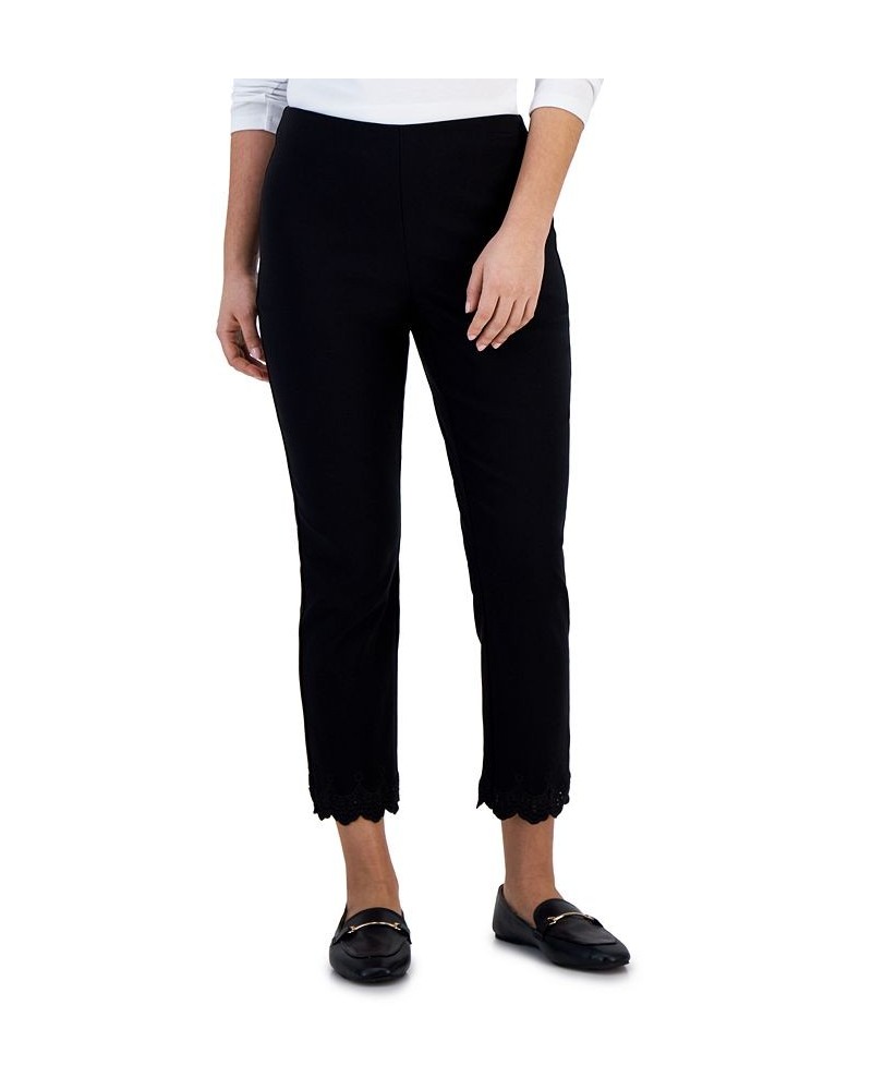 Petite Scallop Trim Cropped Pants Black $29.19 Pants