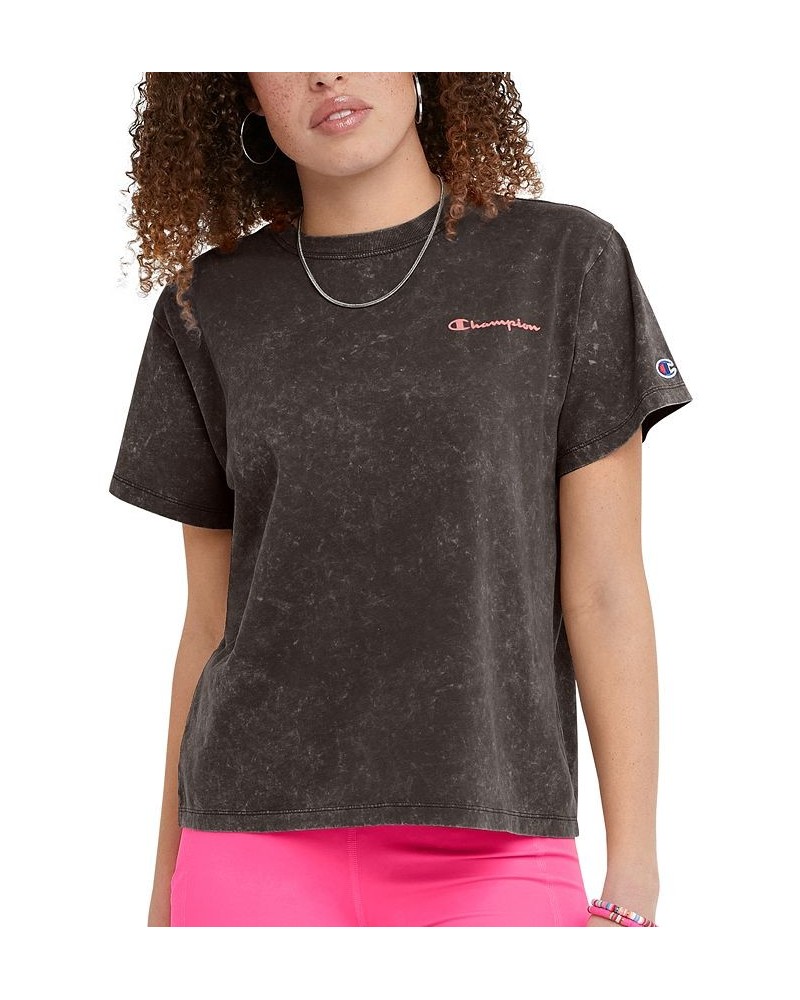 Women's Classic Acid Wash Crewneck Tee Black $13.98 Tops