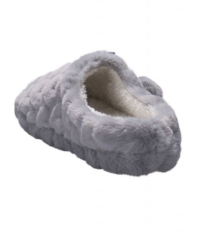 Women's Heart Plush Clog Slipper Gray $17.10 Shoes