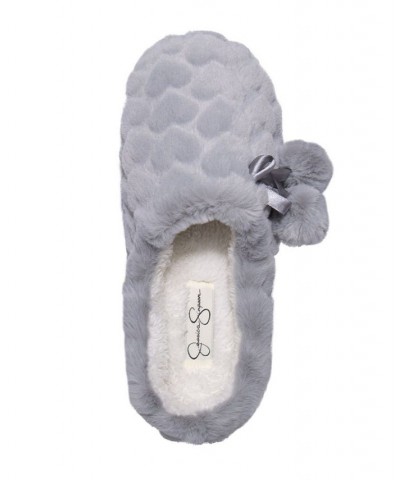 Women's Heart Plush Clog Slipper Gray $17.10 Shoes