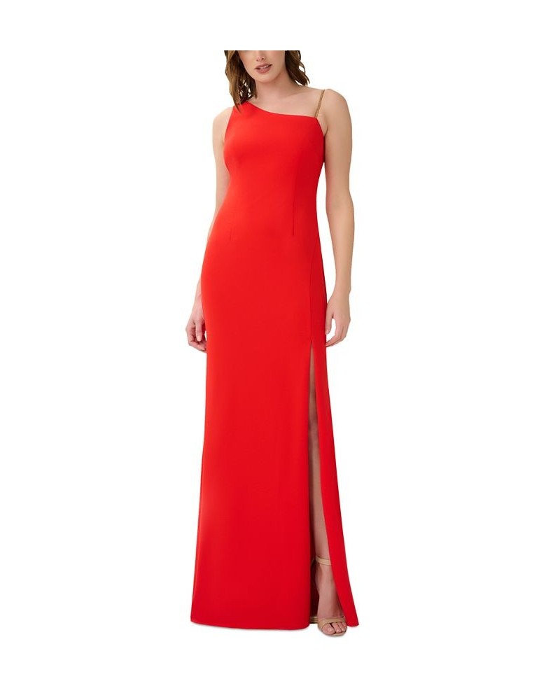 Women's Chain-Strap High-Slit Gown Flame Red $99.45 Dresses