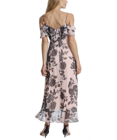 Petite Floral-Print Ruffled Cold-Shoulder Maxi Dress Blush/Black $54.50 Dresses