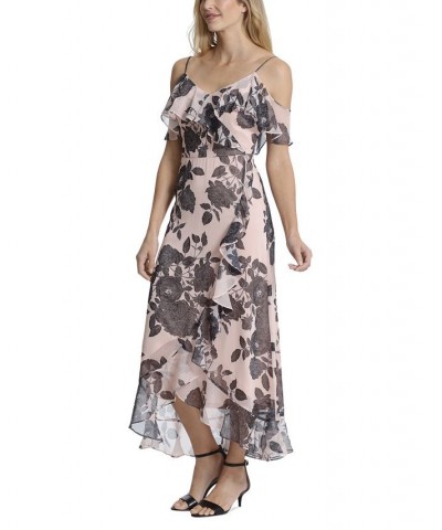 Petite Floral-Print Ruffled Cold-Shoulder Maxi Dress Blush/Black $54.50 Dresses