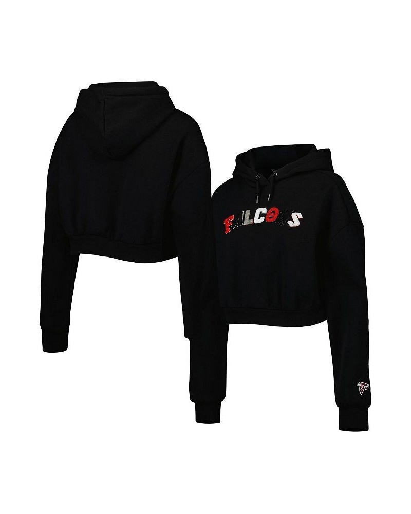 Women's Black Atlanta Falcons Cropped Pullover Hoodie Black $39.90 Sweatshirts