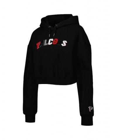 Women's Black Atlanta Falcons Cropped Pullover Hoodie Black $39.90 Sweatshirts