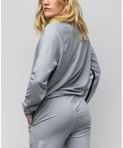 Women's Reneu Earth Pullover Sweatshirt with Stripe Gray $34.00 Tops