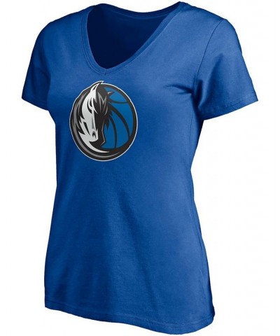 Women's Luka Doncic Blue Dallas Mavericks Playmaker Logo Name Number V-Neck T-shirt Blue $15.17 Tops