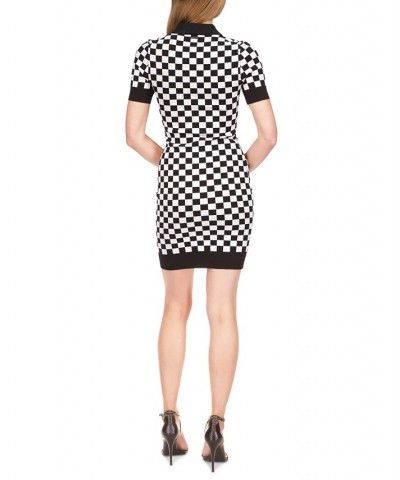 Women's Checkered Polo Dress Black/ White $70.00 Dresses