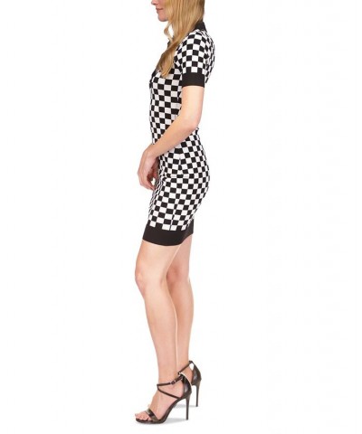 Women's Checkered Polo Dress Black/ White $70.00 Dresses