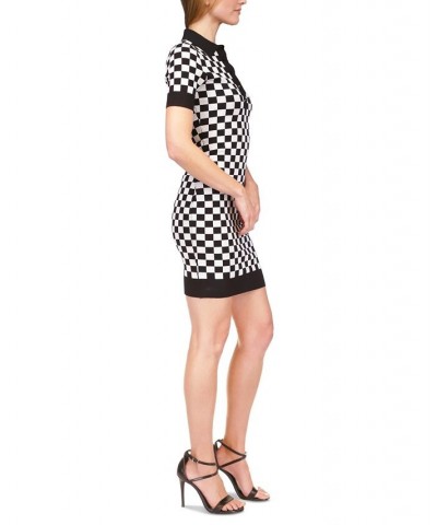 Women's Checkered Polo Dress Black/ White $70.00 Dresses