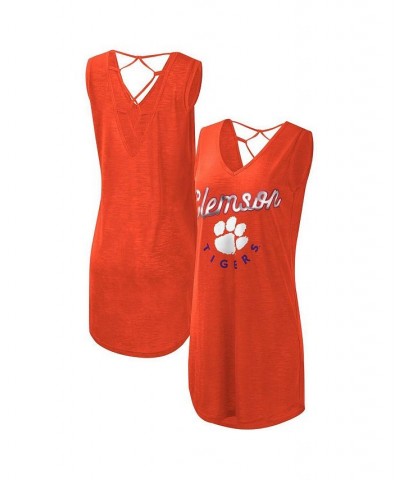 Women's Orange Clemson Tigers Game Time Burnout Cover-Up V-Neck Dress Orange $24.83 Swimsuits