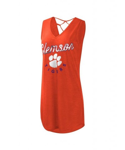 Women's Orange Clemson Tigers Game Time Burnout Cover-Up V-Neck Dress Orange $24.83 Swimsuits