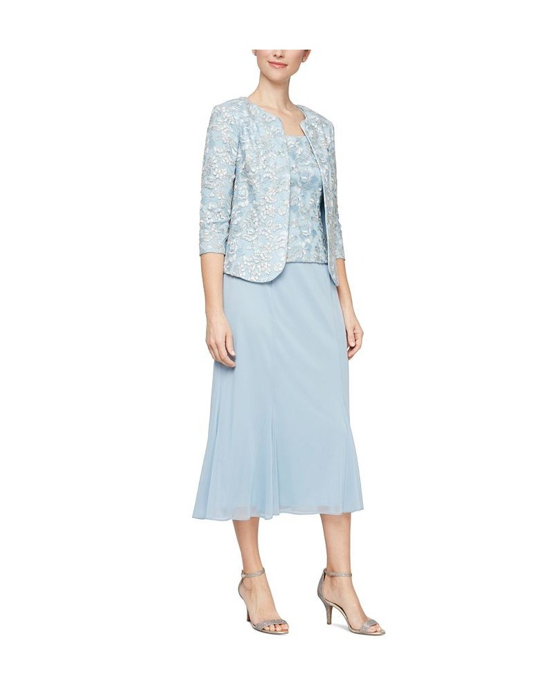 Women's Embroidered Jacket & Dress Light Blue $90.82 Dresses