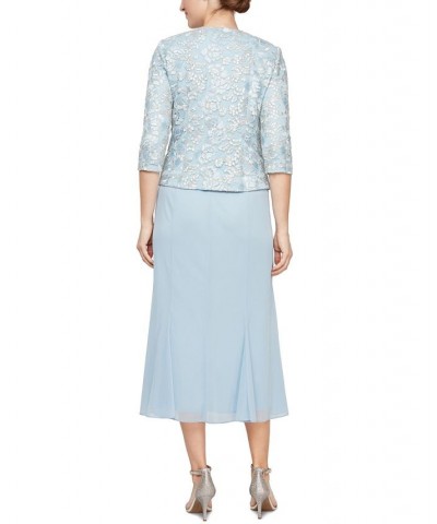 Women's Embroidered Jacket & Dress Light Blue $90.82 Dresses