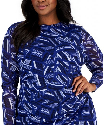 Plus Size Printed Long-Sleeve Sheath Dress Crimson Combo $21.41 Dresses