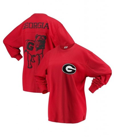 Women's Red Georgia Bulldogs The Big Shirt Oversized Long Sleeve T-shirt Red $27.00 Tops