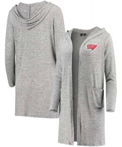 Women's Heathered Gray Wisconsin Badgers Cuddle Soft Duster Tri-Blend Hooded Cardigan Heathered Gray $32.90 Sweaters