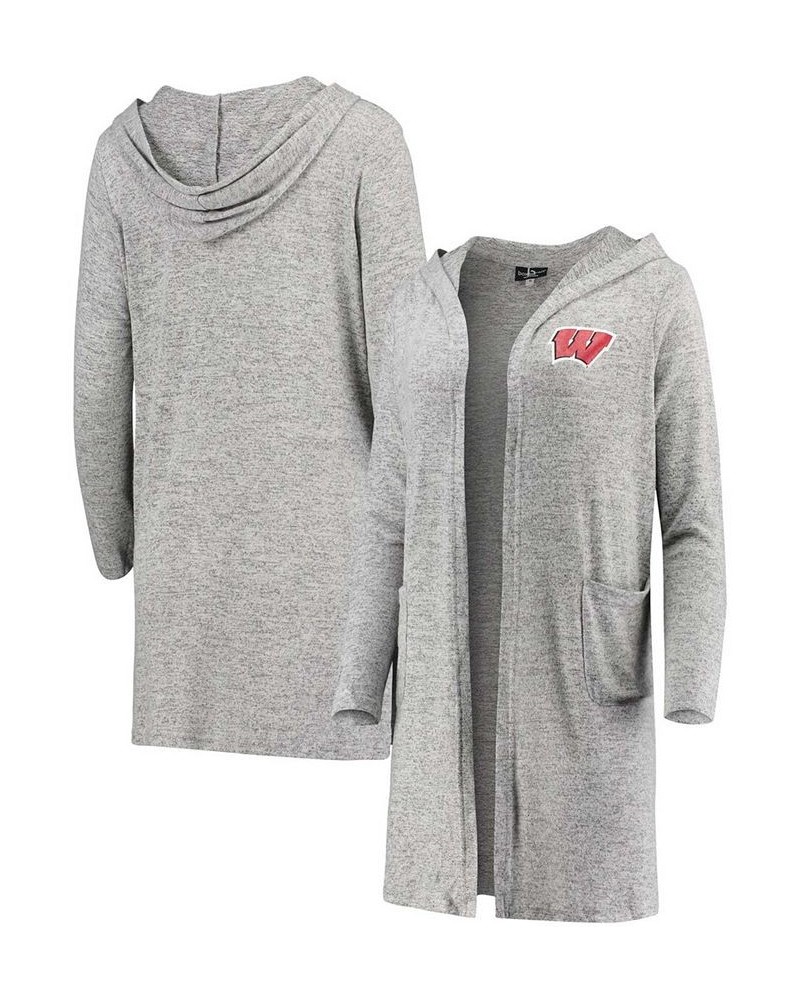 Women's Heathered Gray Wisconsin Badgers Cuddle Soft Duster Tri-Blend Hooded Cardigan Heathered Gray $32.90 Sweaters