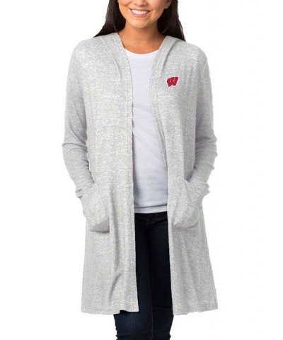 Women's Heathered Gray Wisconsin Badgers Cuddle Soft Duster Tri-Blend Hooded Cardigan Heathered Gray $32.90 Sweaters