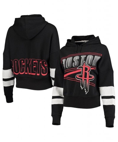 Women's Black Houston Rockets Throwback Stripe Pullover Hoodie Black $35.25 Sweatshirts