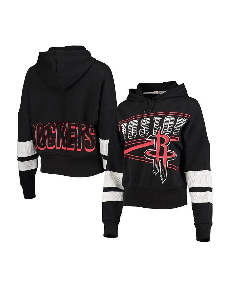 Women's Black Houston Rockets Throwback Stripe Pullover Hoodie Black $35.25 Sweatshirts