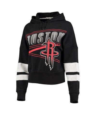 Women's Black Houston Rockets Throwback Stripe Pullover Hoodie Black $35.25 Sweatshirts