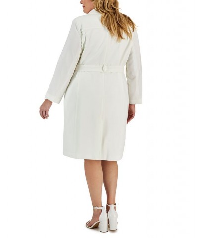 Plus Size Belted Trench Jacket and Sheath Dress Pink $96.80 Suits