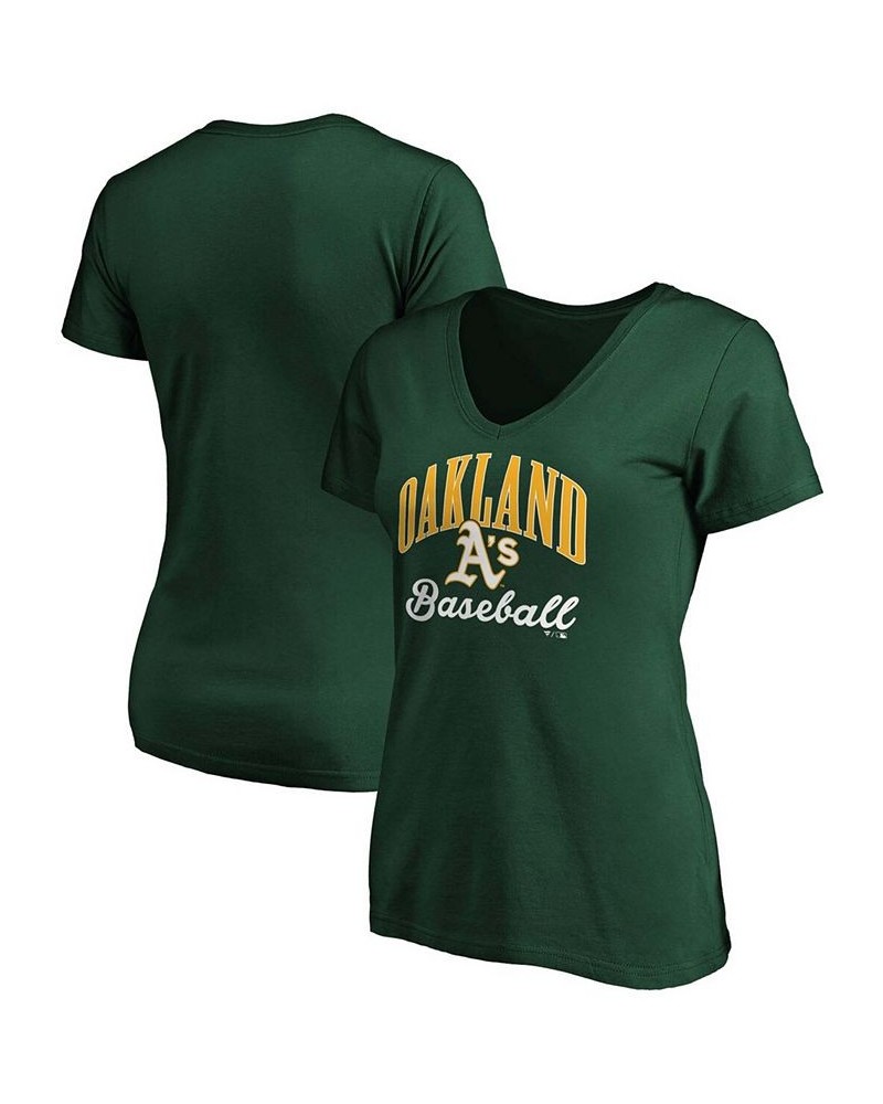 Women's Green Oakland Athletics Victory Script V-Neck T-shirt Green $16.80 Tops