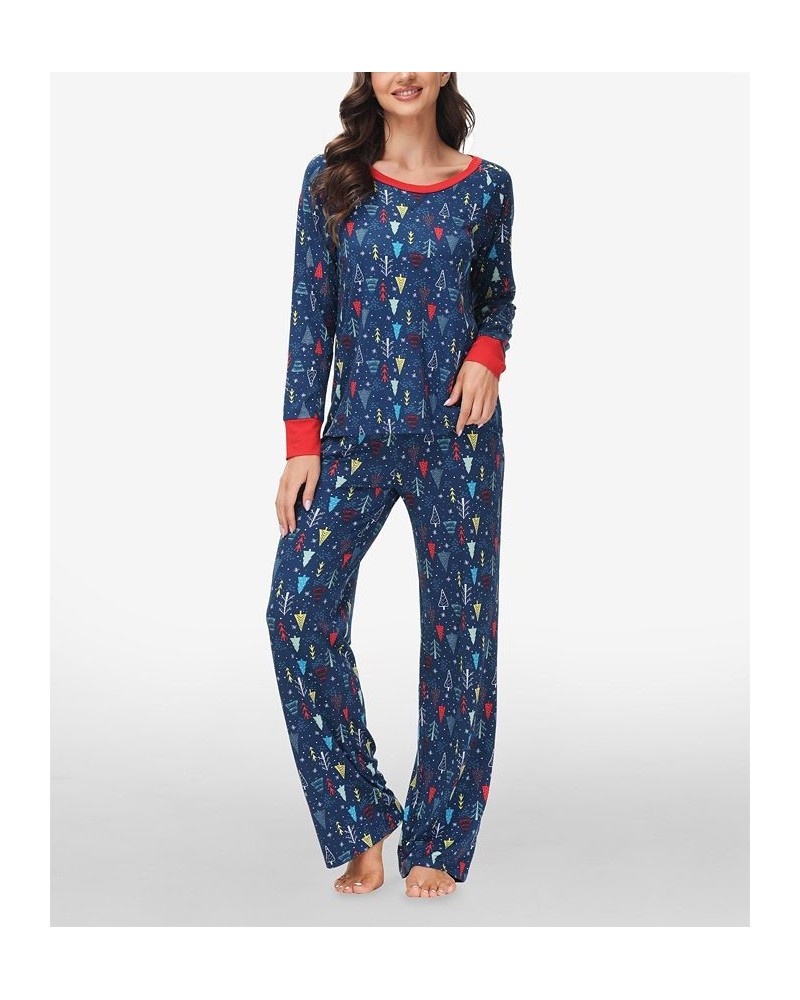 Women's Long Sleeve Sweat Top with Lounge Pant Set of 2 Trees $25.09 Sleepwear