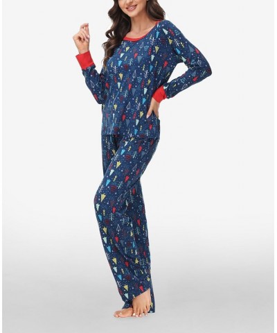 Women's Long Sleeve Sweat Top with Lounge Pant Set of 2 Trees $25.09 Sleepwear