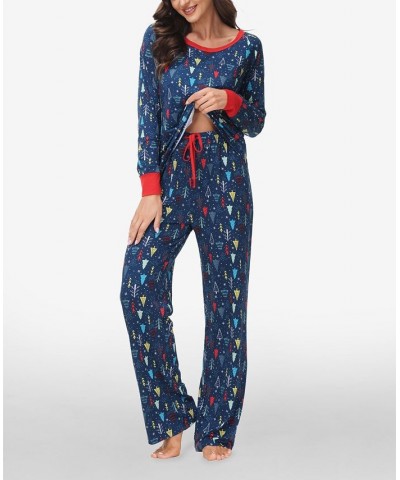 Women's Long Sleeve Sweat Top with Lounge Pant Set of 2 Trees $25.09 Sleepwear