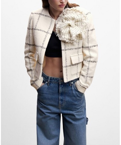 Women's Maxi Floral Tweed Blazer Ecru $59.20 Jackets