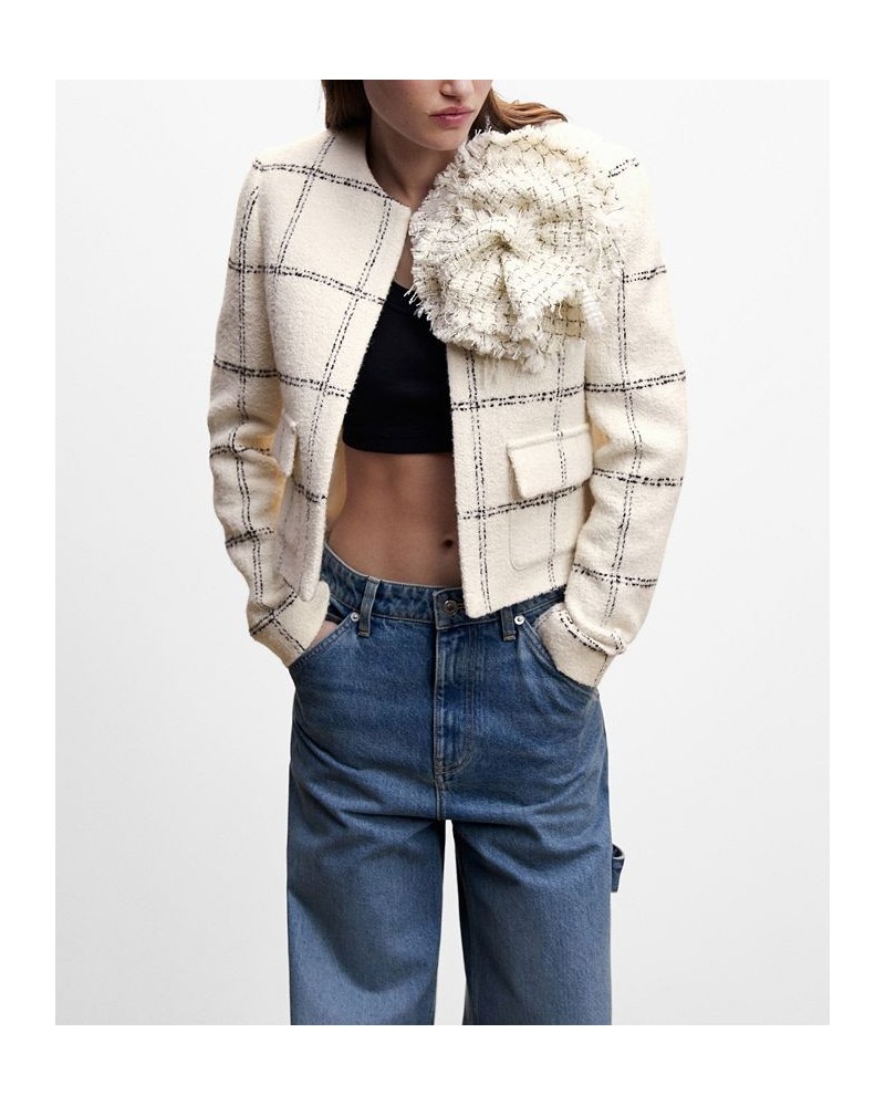 Women's Maxi Floral Tweed Blazer Ecru $59.20 Jackets