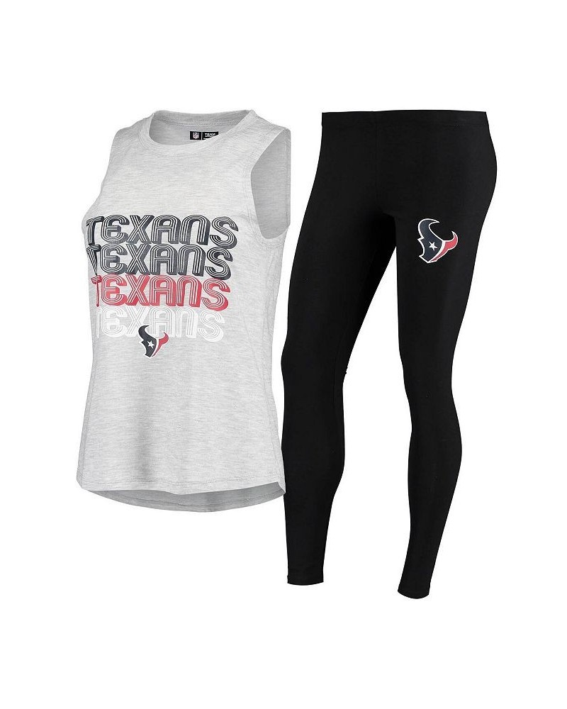 Women's Heathered Gray Black Houston Texans Profound Tank Top and Leggings Sleep Set Heathered Gray, Black $28.20 Pajama