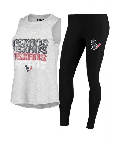 Women's Heathered Gray Black Houston Texans Profound Tank Top and Leggings Sleep Set Heathered Gray, Black $28.20 Pajama