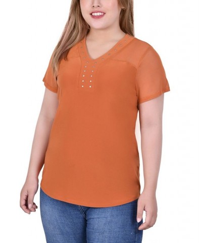 Plus Size V-Neck Bling Top Spice Route $16.28 Tops