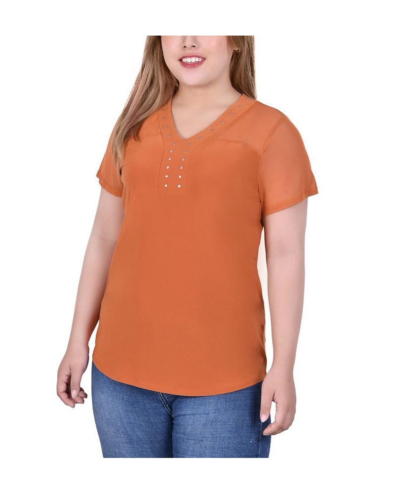 Plus Size V-Neck Bling Top Spice Route $16.28 Tops