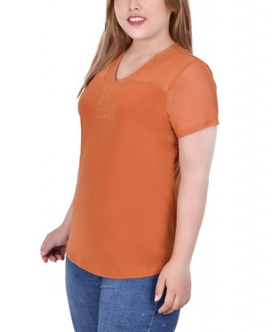 Plus Size V-Neck Bling Top Spice Route $16.28 Tops