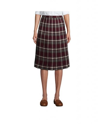 School Uniform Women's Plaid Pleated Skirt Below the Knee Burgundy/gray plaid $34.19 Skirts