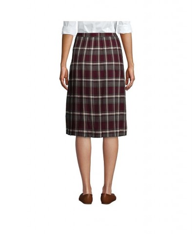 School Uniform Women's Plaid Pleated Skirt Below the Knee Burgundy/gray plaid $34.19 Skirts