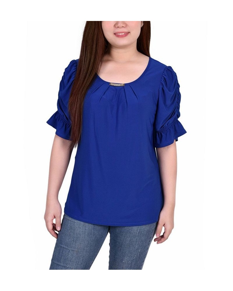 Petite Elbow Cuffed Sleeve Hardware Top Surf The Web $15.19 Tops