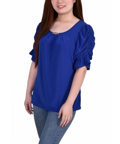 Petite Elbow Cuffed Sleeve Hardware Top Surf The Web $15.19 Tops