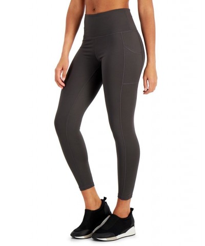 Petite Compression High-Waist Side-Pocket 7/8 Leggings Gray $10.00 Pants