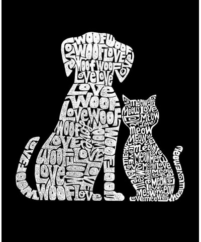 Women's Crewneck Word Art Dogs and Cats Sweatshirt Top Black $21.00 Tops